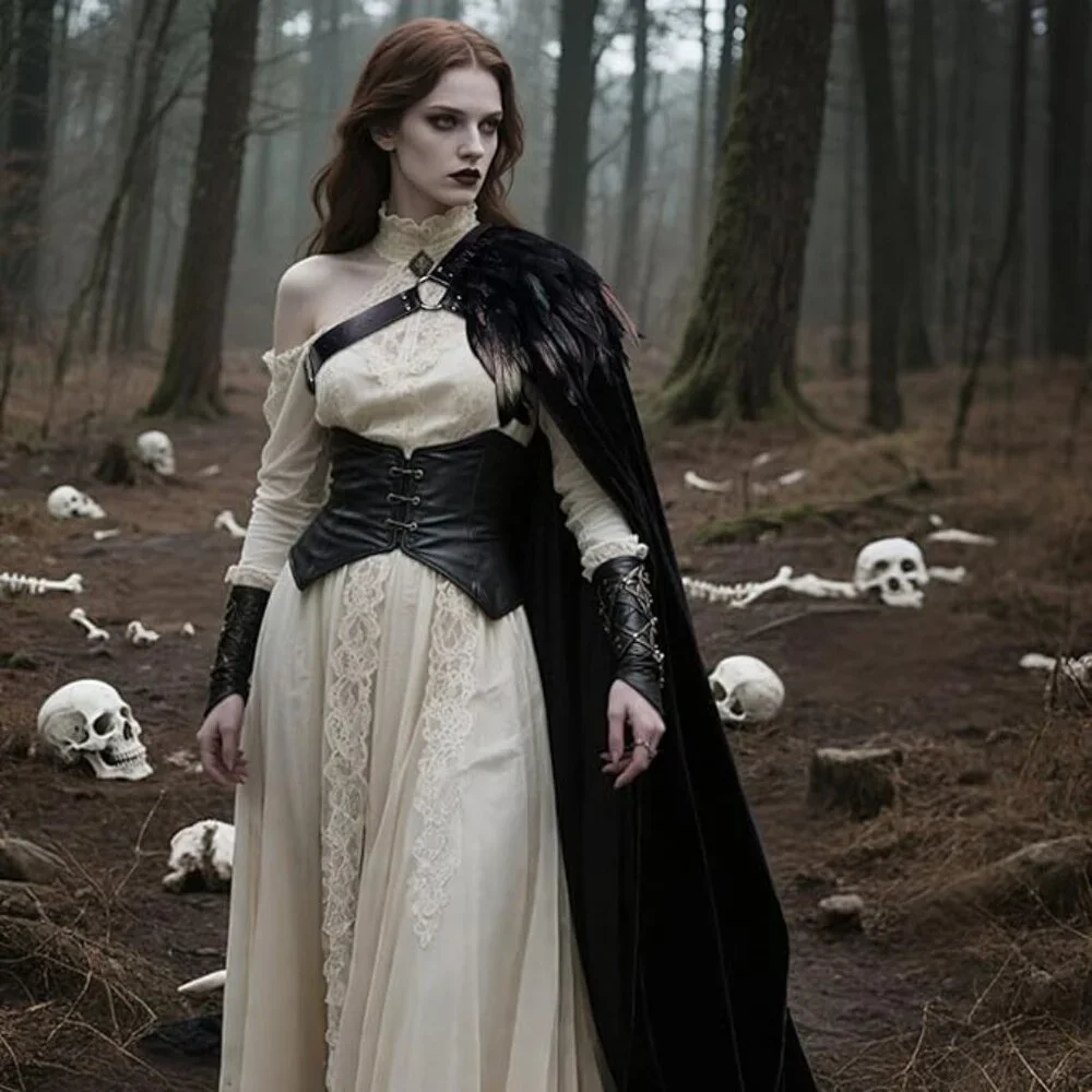 Black Half Shoulder Cape + Feather Shrug - Picture 4 of 6